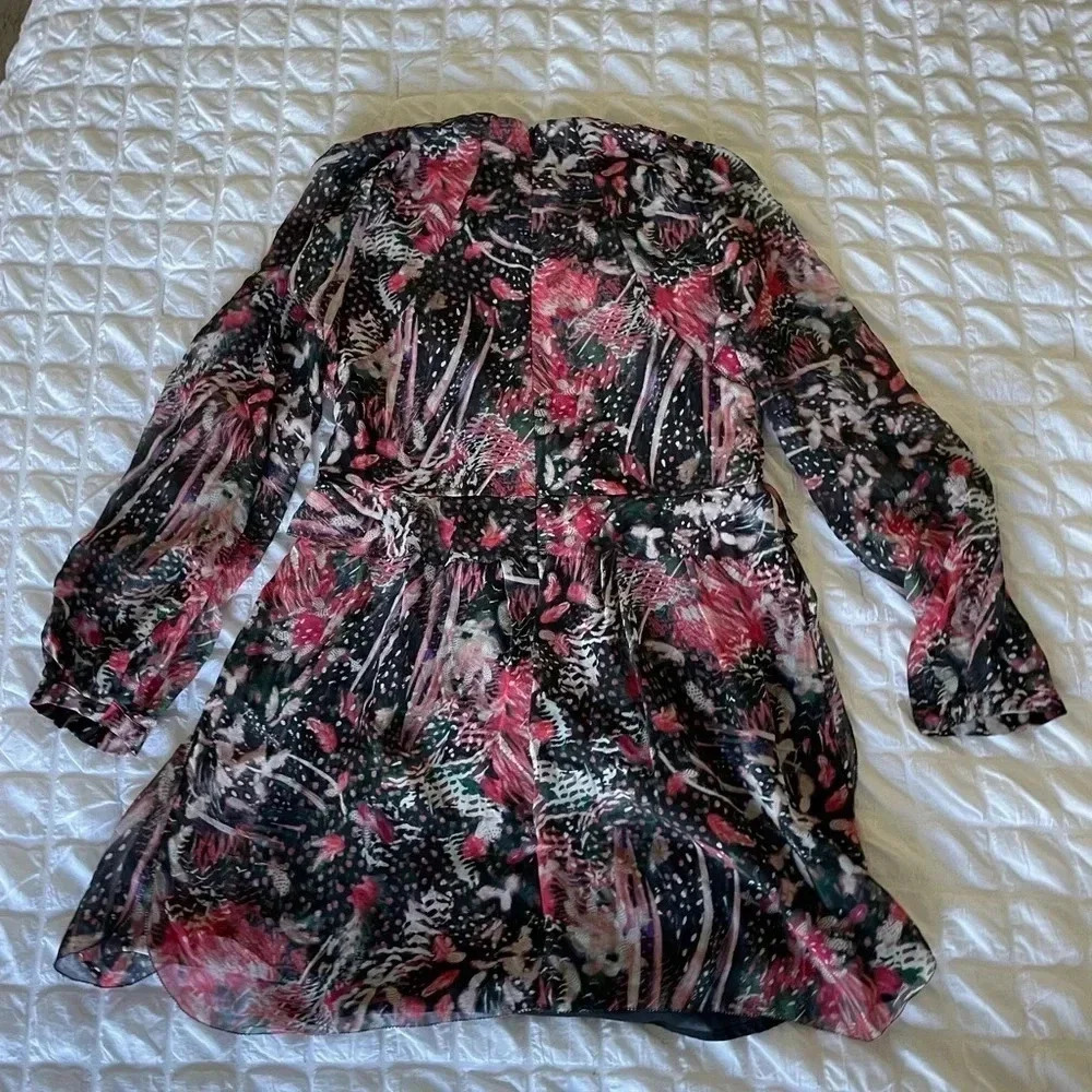 IRO Deylfe silk ruffle printed mini dress - Picture 9 of 10